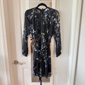 Reiss Floral Printed Dress Size 8 Color Blue